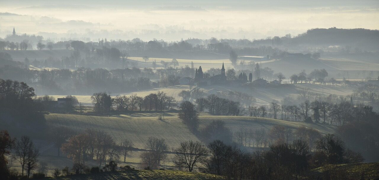 landscape, tarn, mist, valley