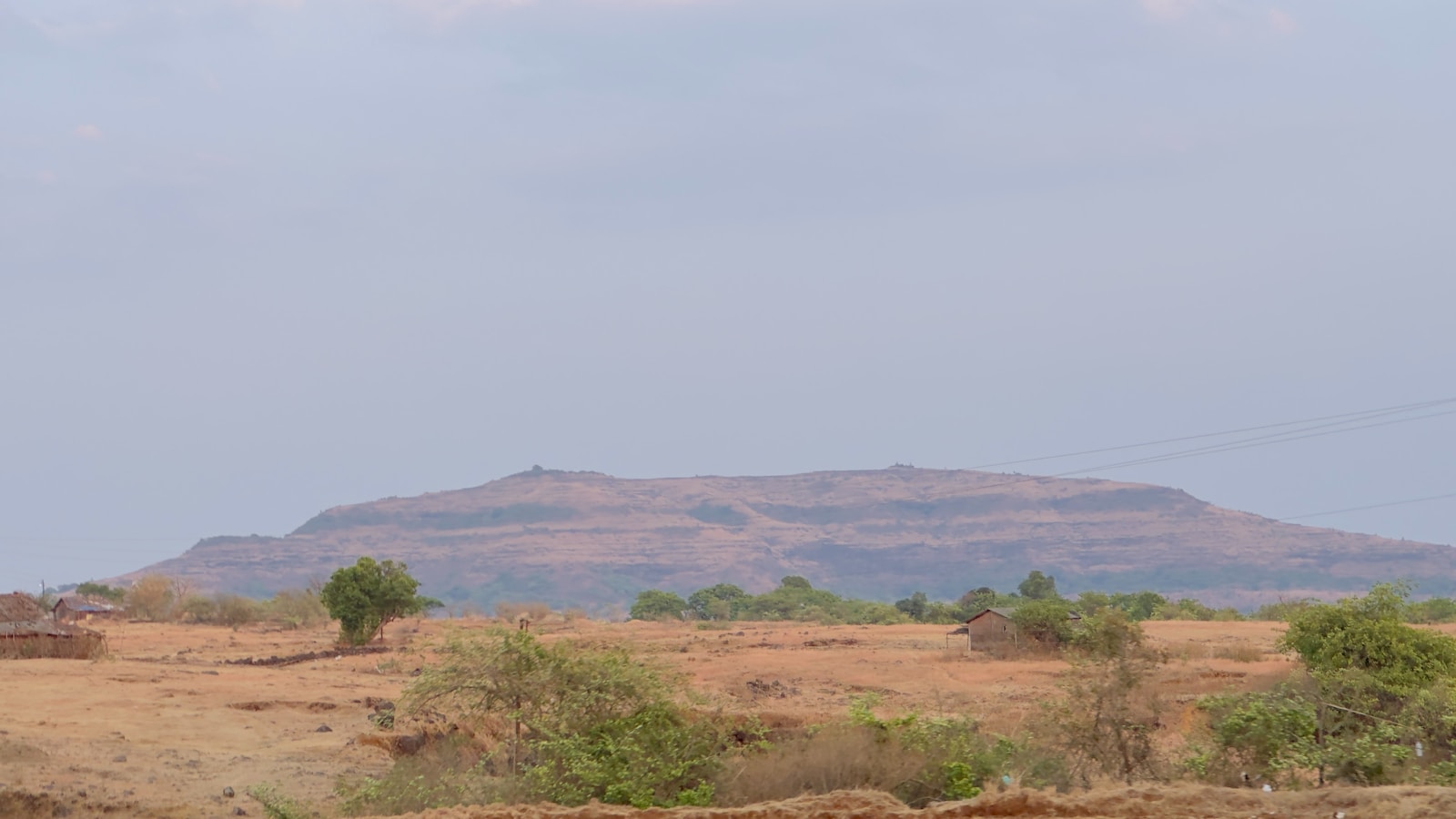 a giraffe standing in the middle of a dry grass field
